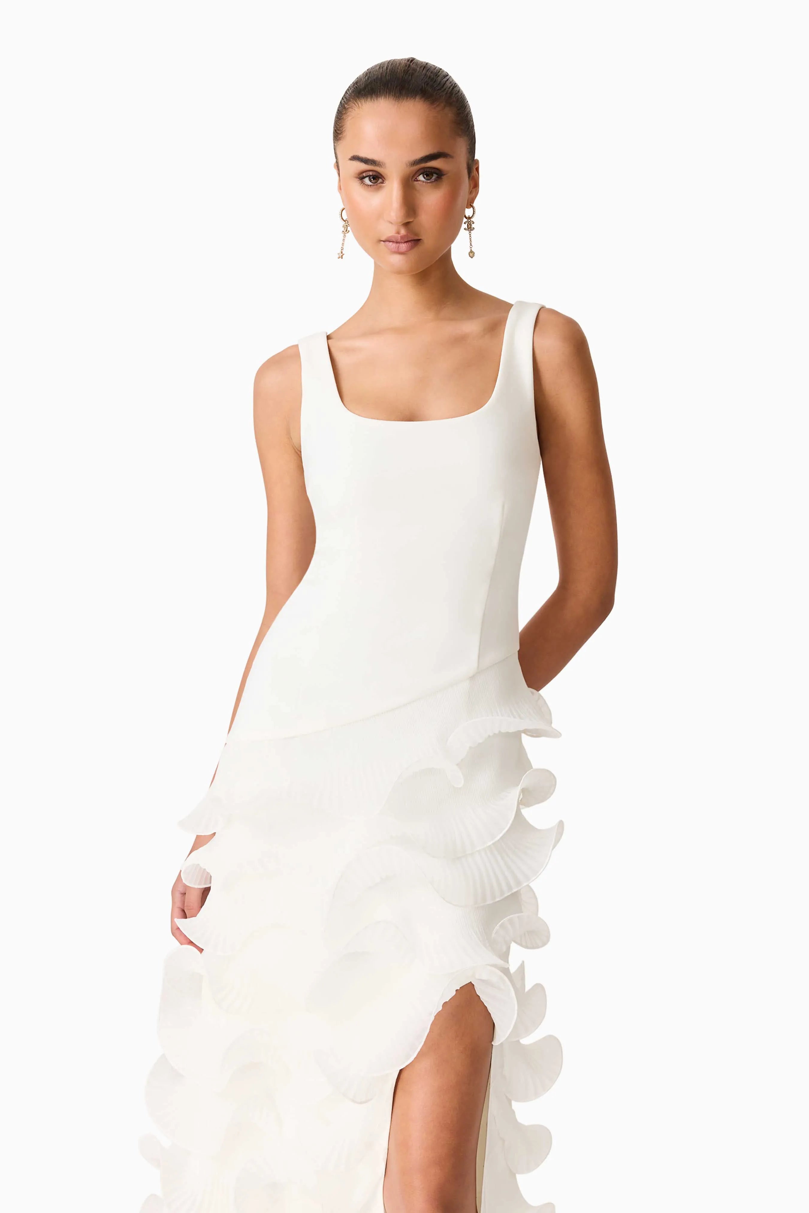 Veda Hi-Lo Maxi Dress in White