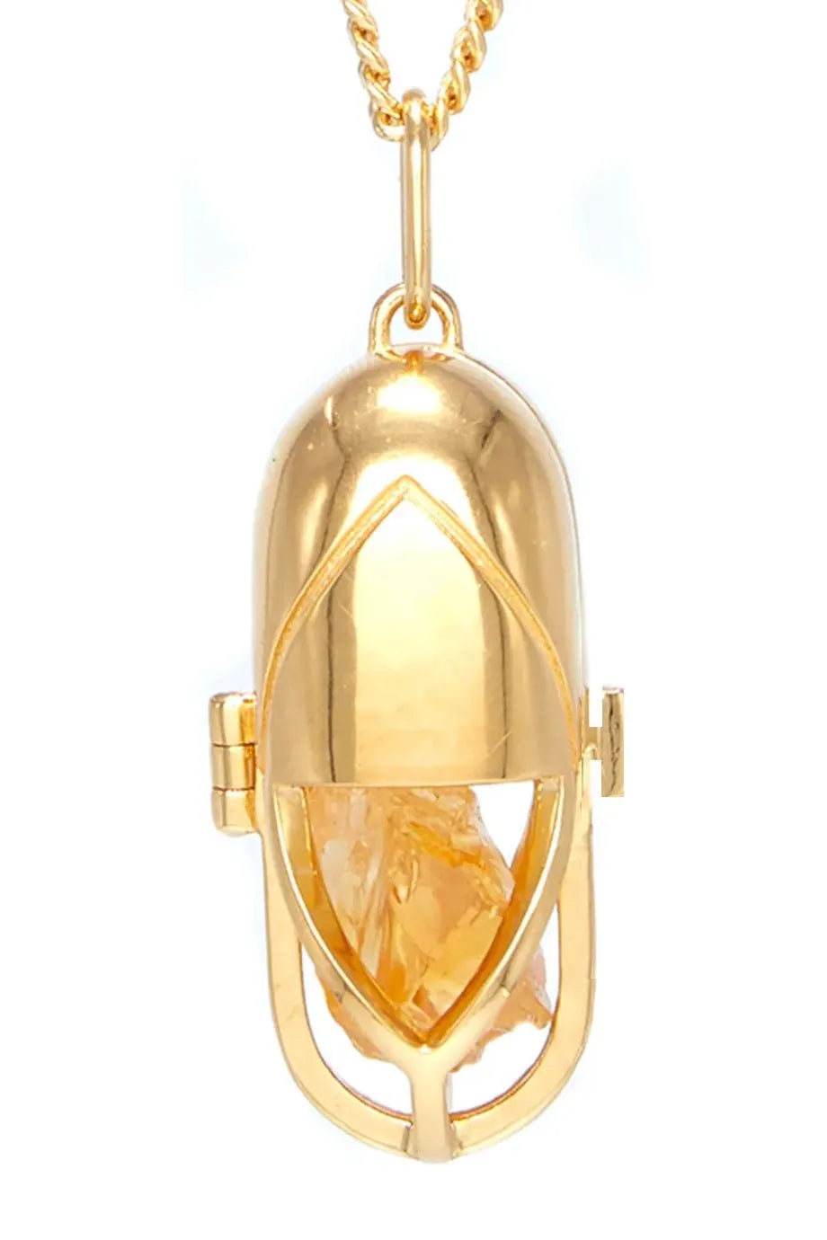 Capsule Crystal Pendant Necklace in Gold