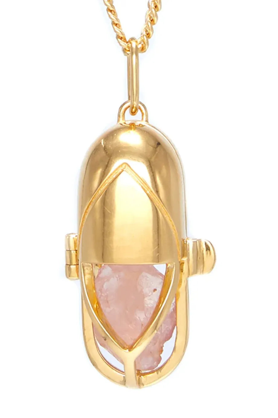 Capsule Crystal Pendant Necklace in Gold