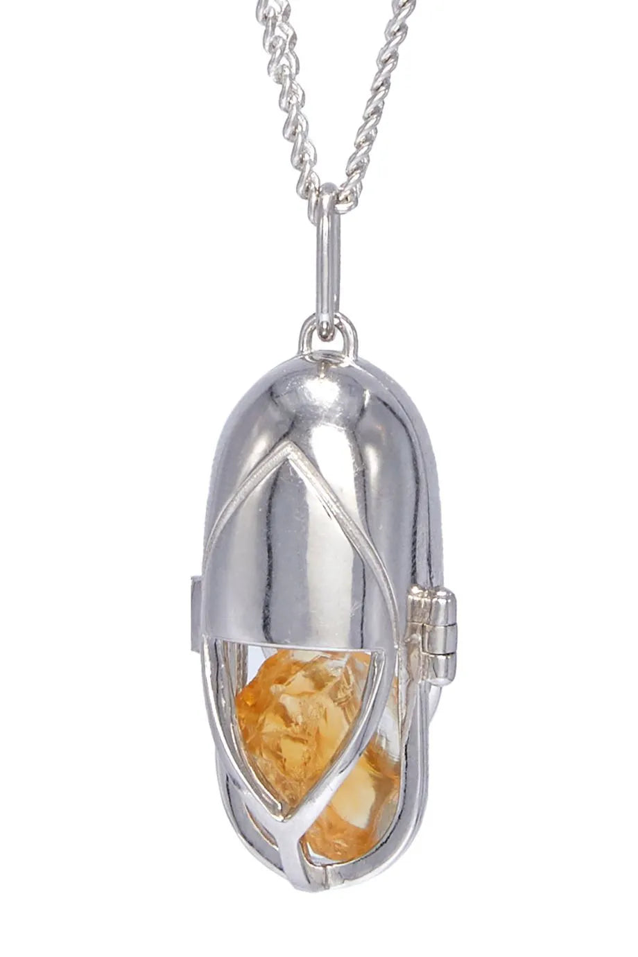 Capsule Crystal Pendant Necklace in Silver