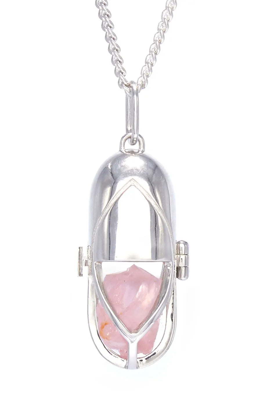 Capsule Crystal Pendant Necklace in Silver