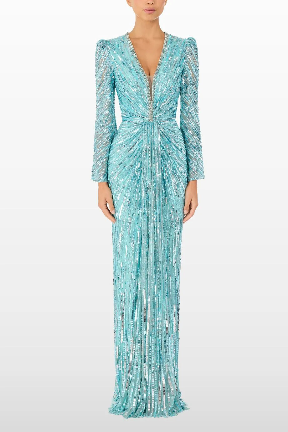 Darcy Embellished Evening Dress in Blue