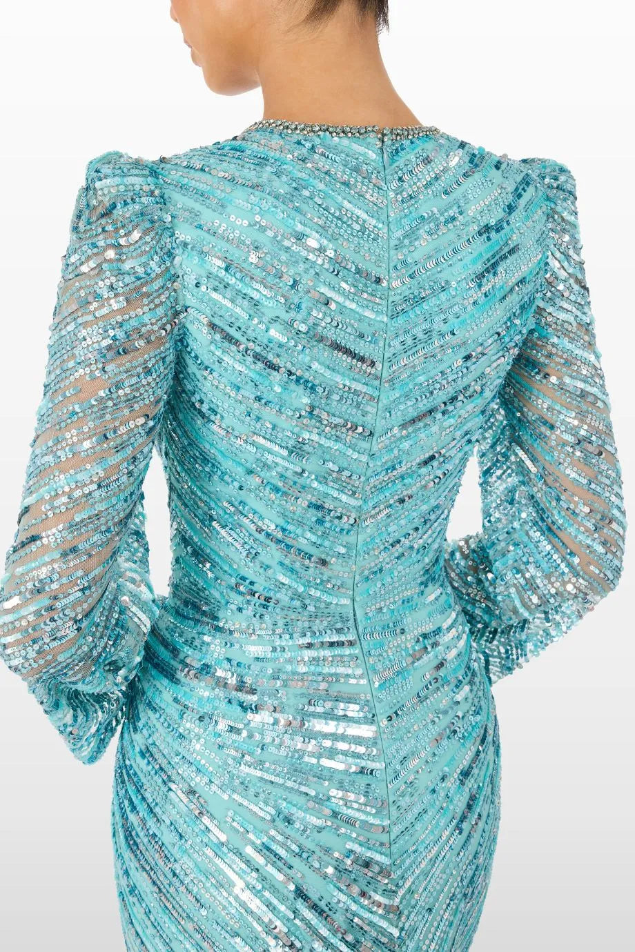 Darcy Embellished Evening Dress in Blue