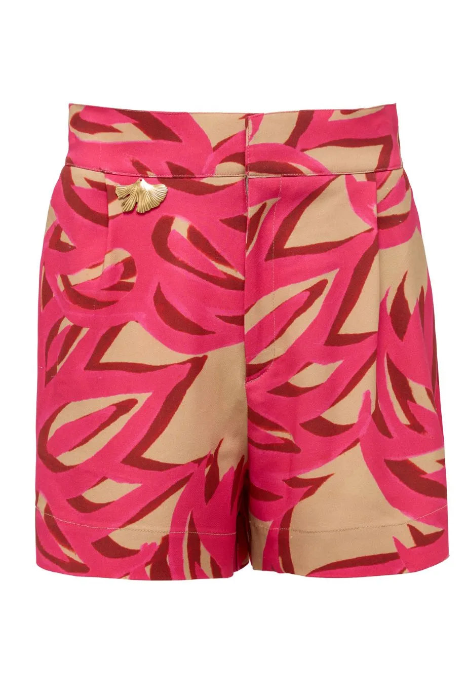 Ismene Sabra Patterned Silk Shorts in Pink