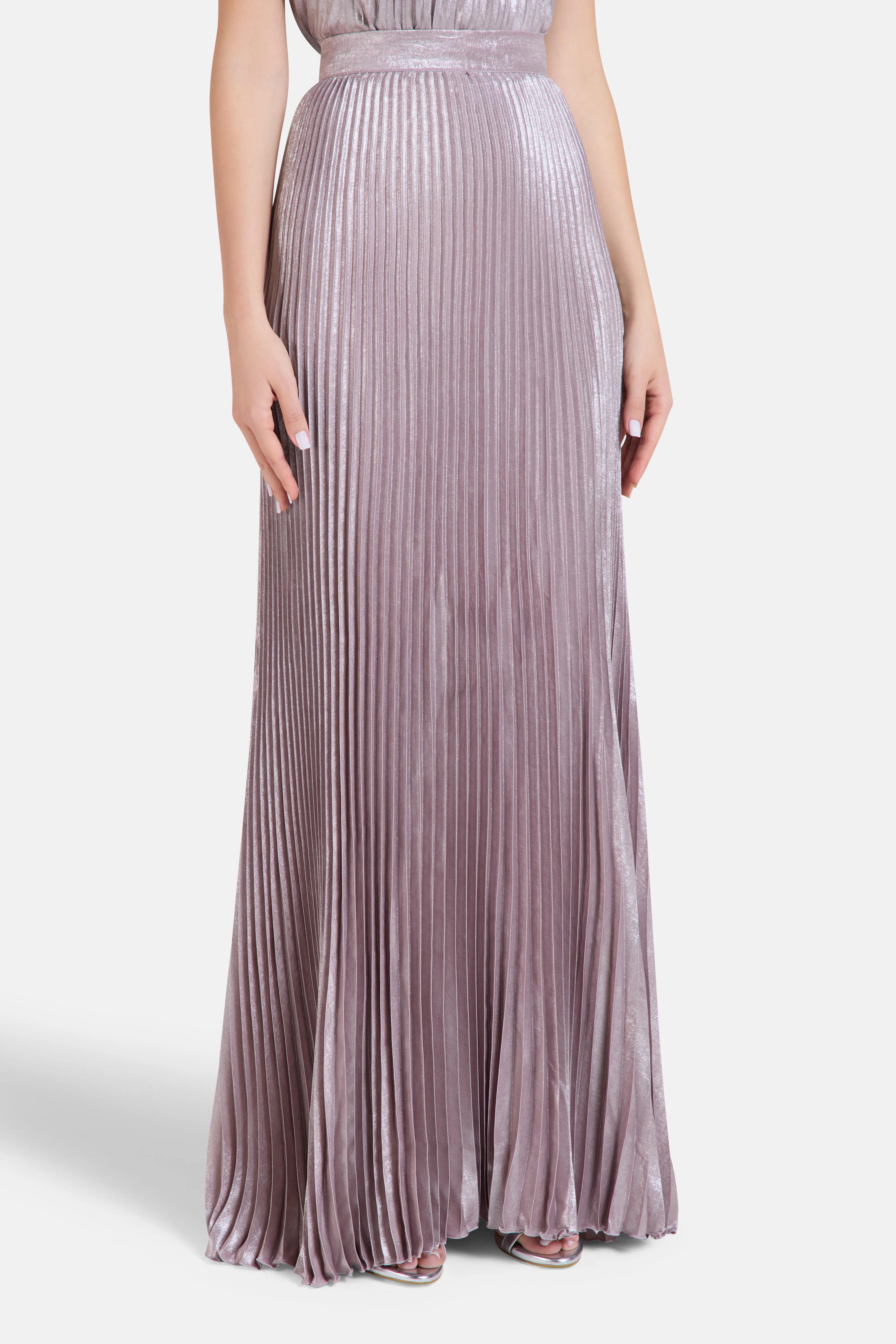 Gala Pleated Maxi Skirt in Pink