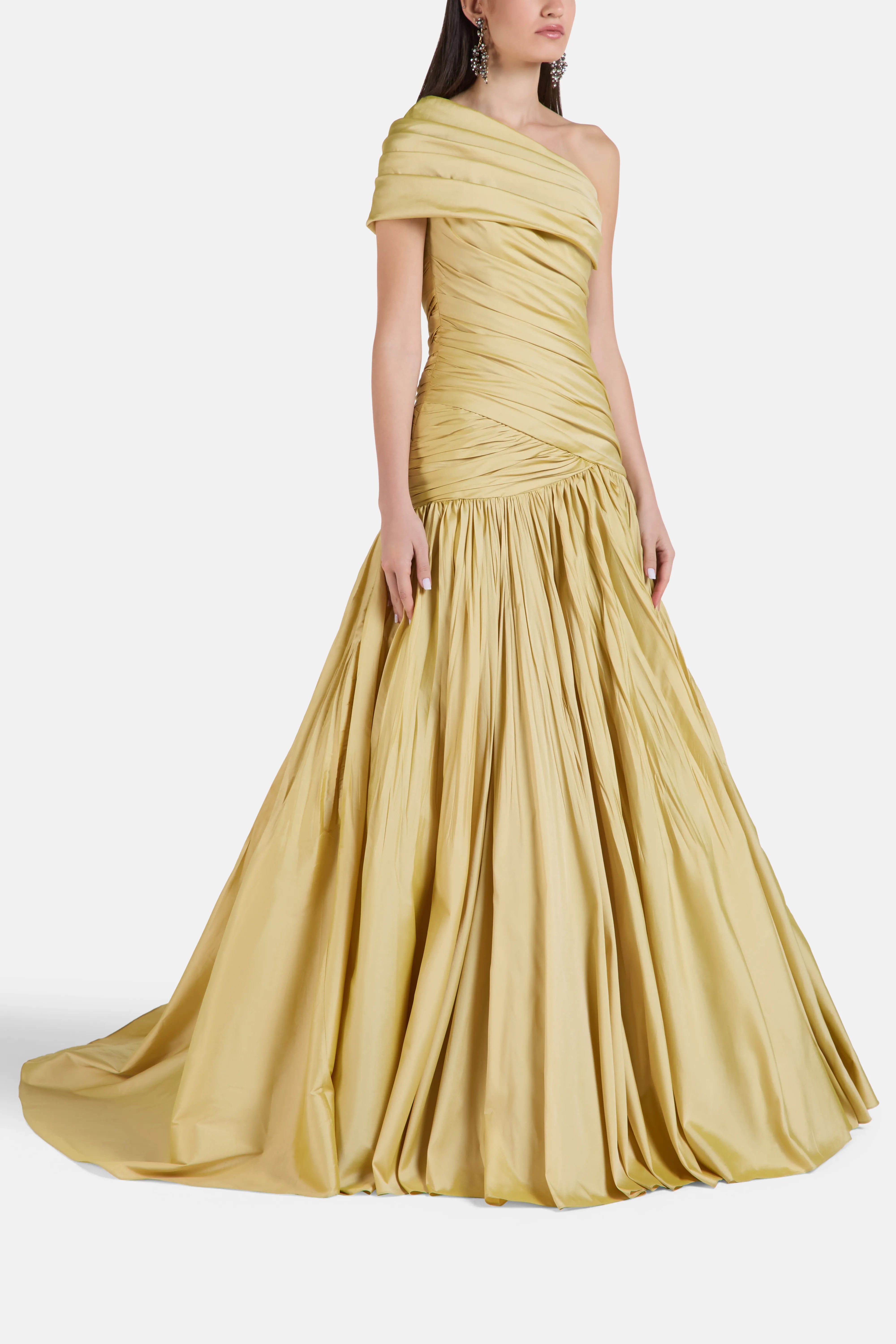 One Shoulder Evening Gown in Gold