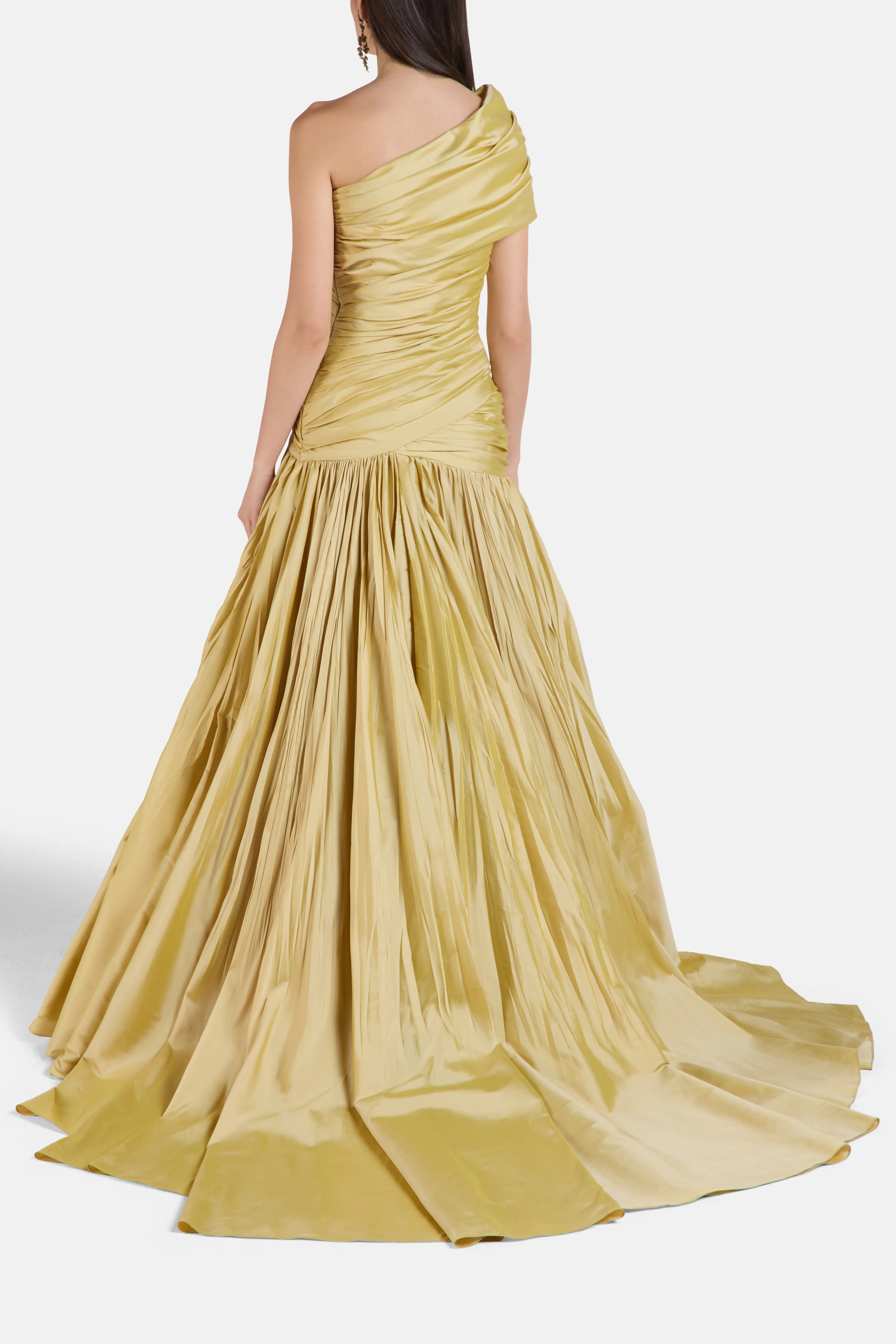 One Shoulder Evening Gown in Gold