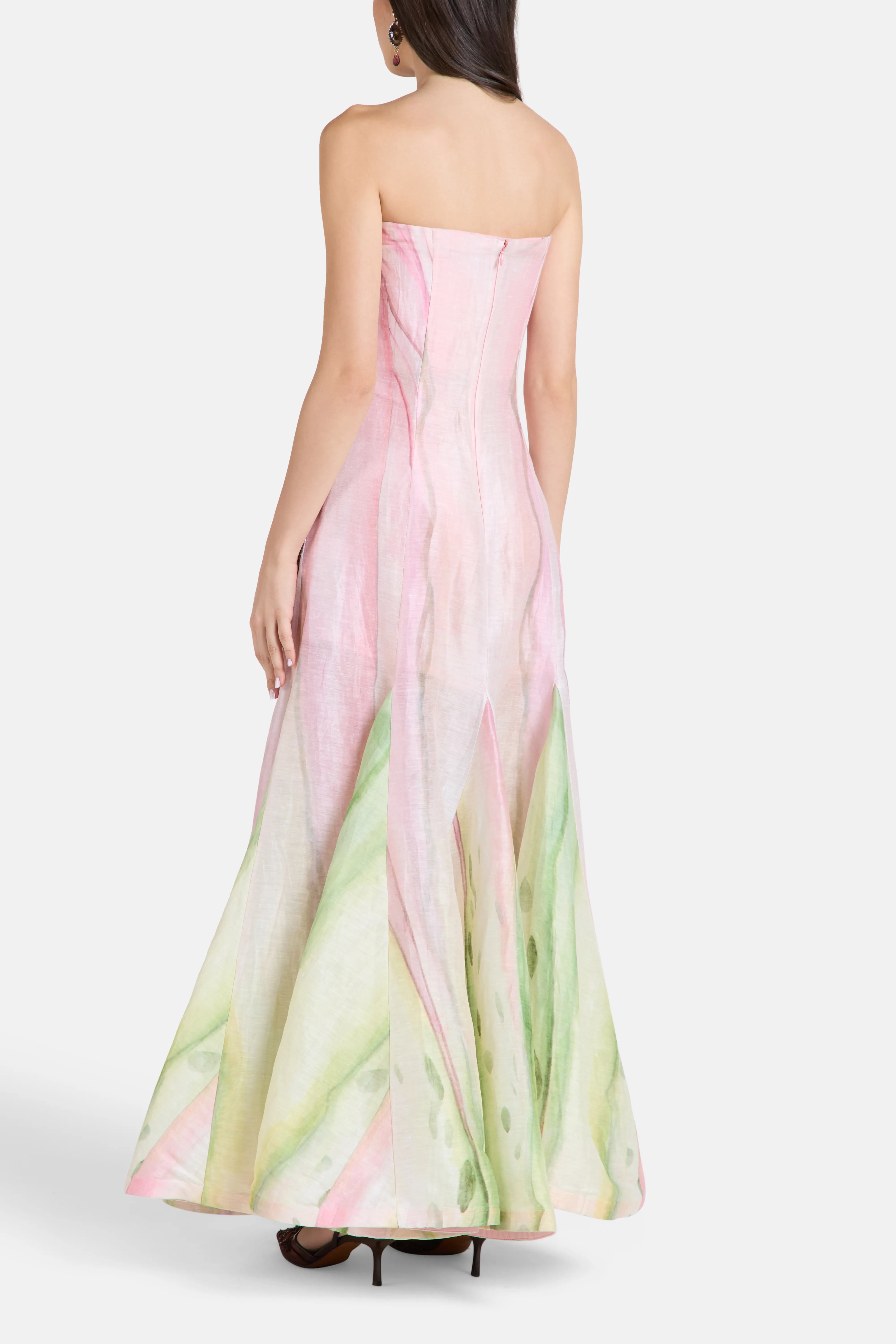 Garden Muse Floral Strapless Maxi Dress in Pink