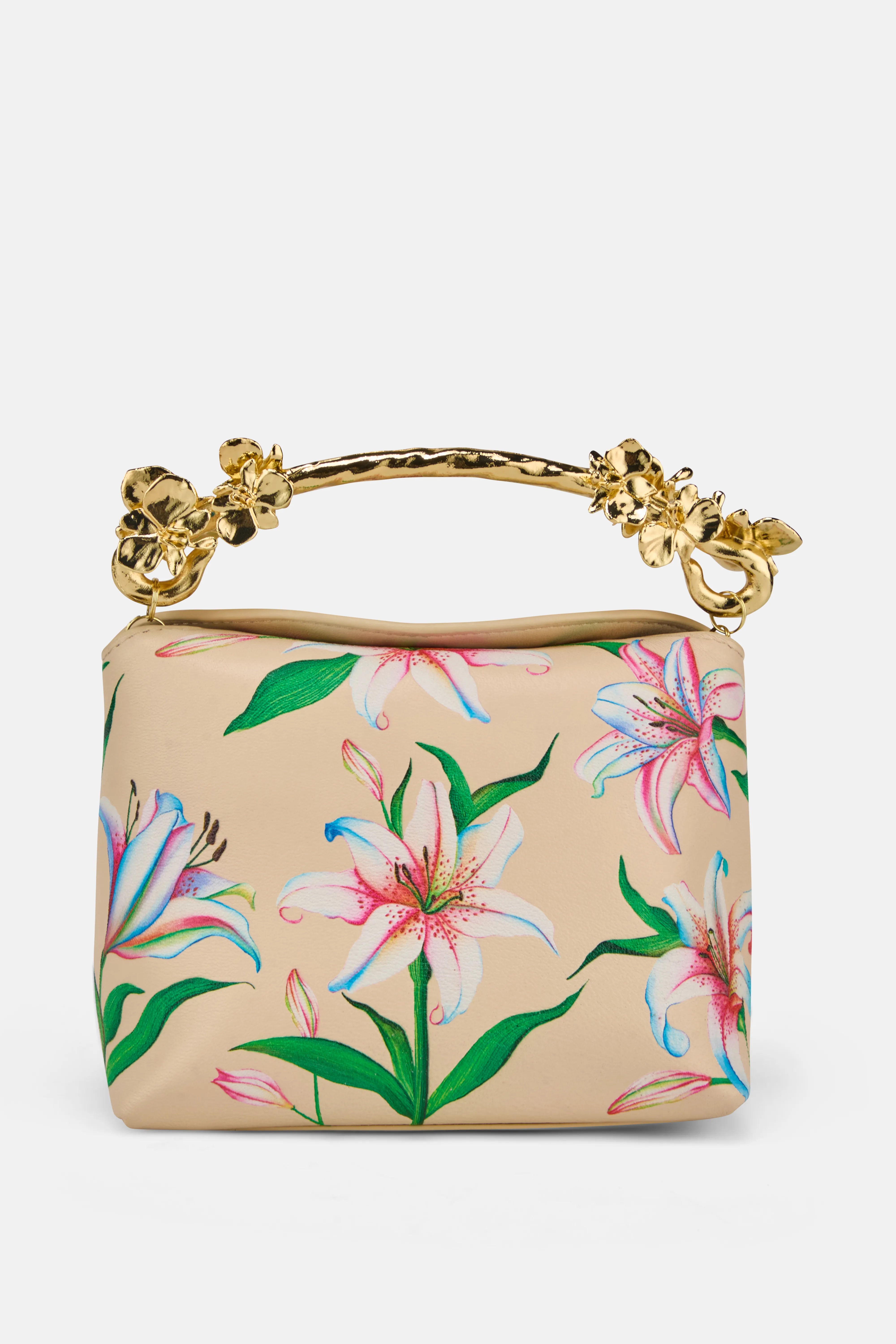 Sonnet Lily Garden Floral Top Handle Bag in White