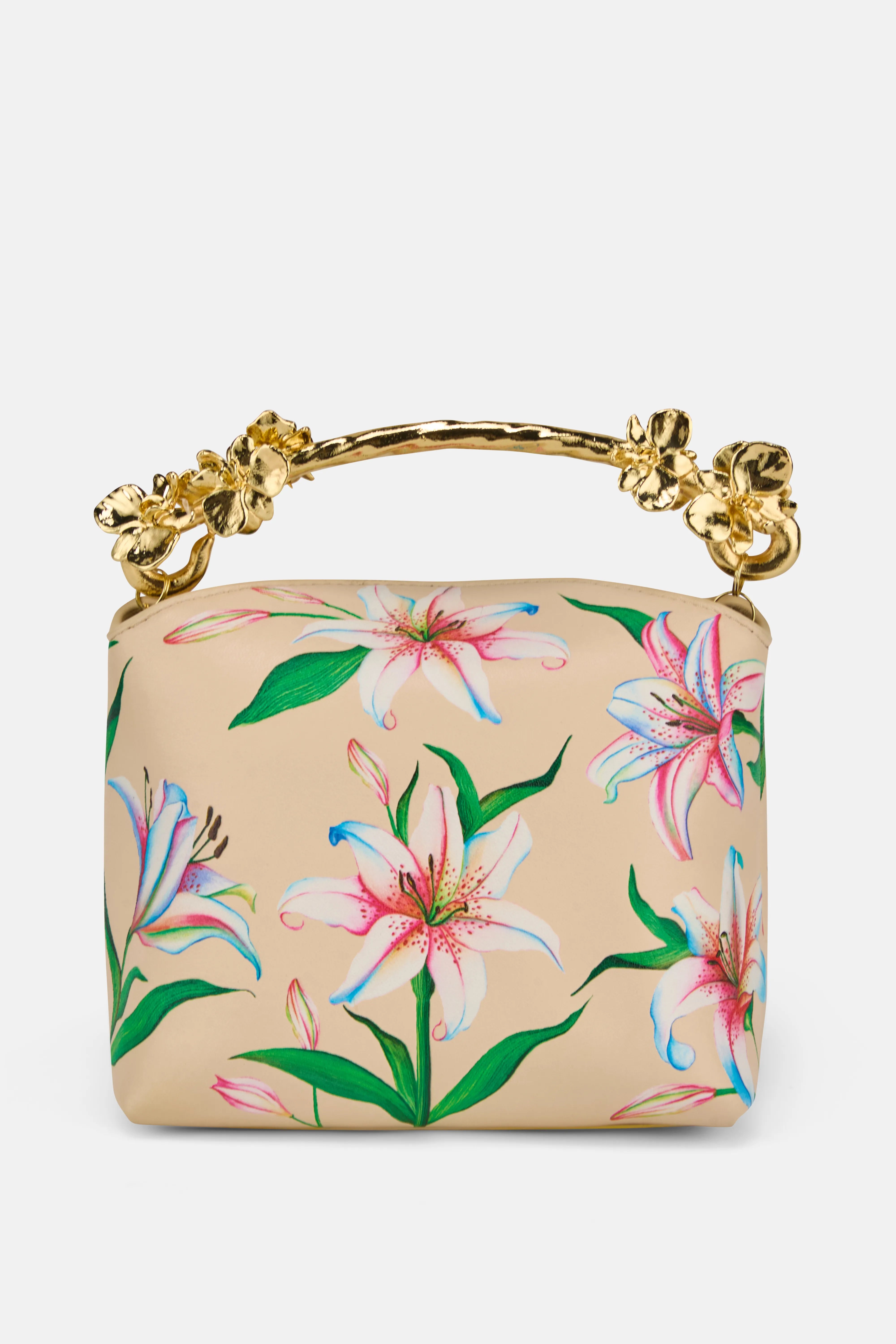 Sonnet Lily Garden Floral Top Handle Bag in White