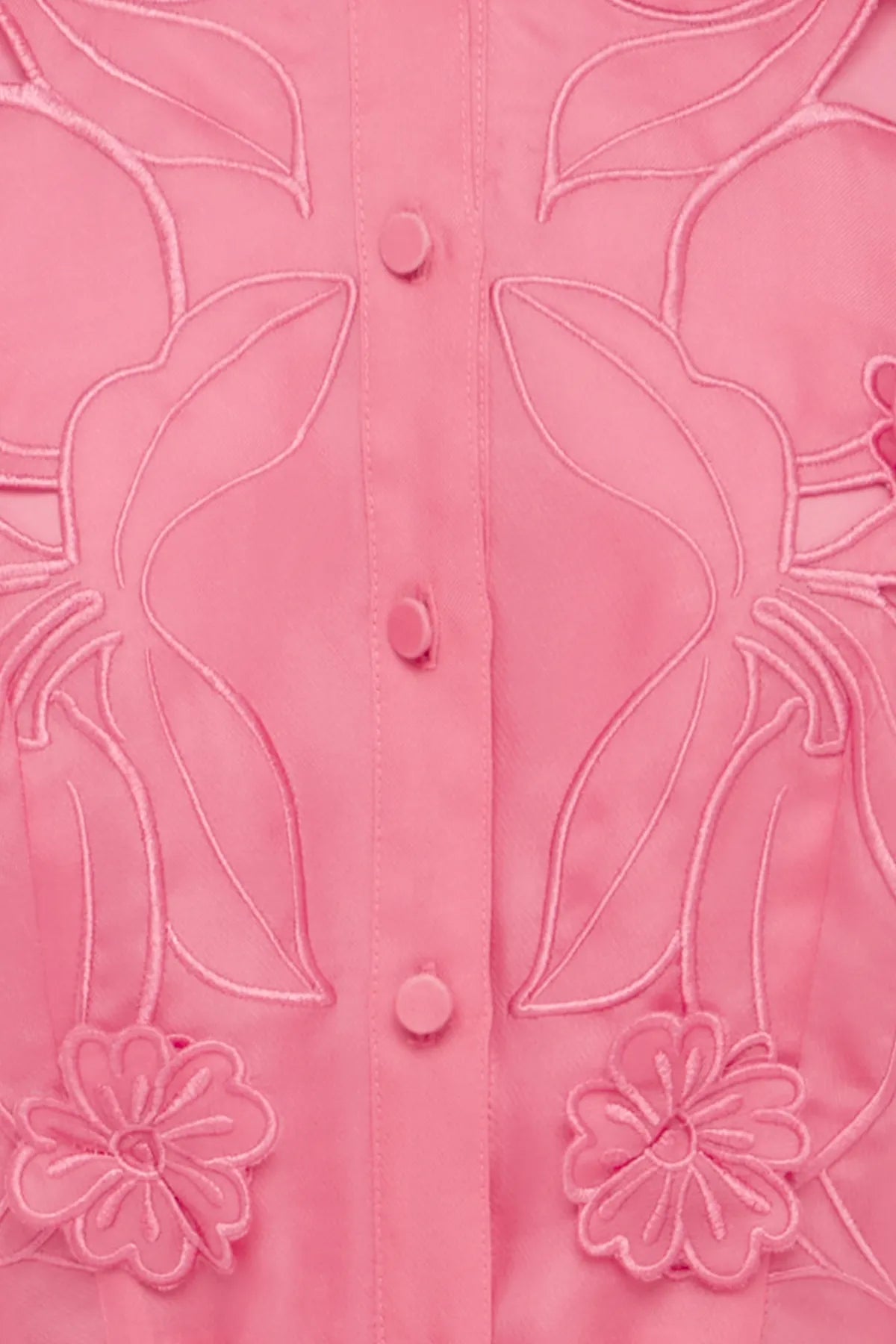 Junia Floral Applique Puff Sleeves Belted Silk Maxi Dress in Pink