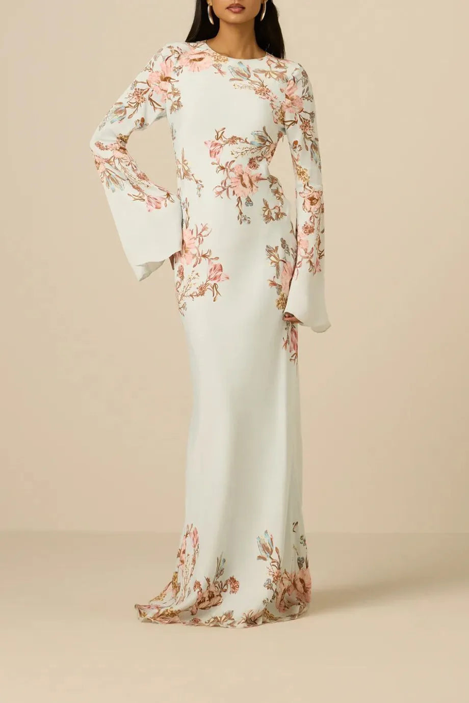 Ezra Floral Maxi Dress in Beige