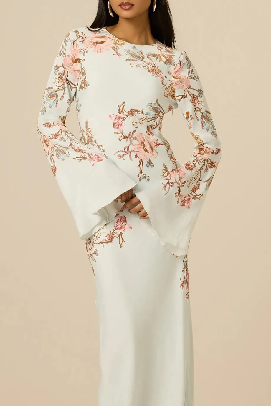 Ezra Floral Maxi Dress in Beige