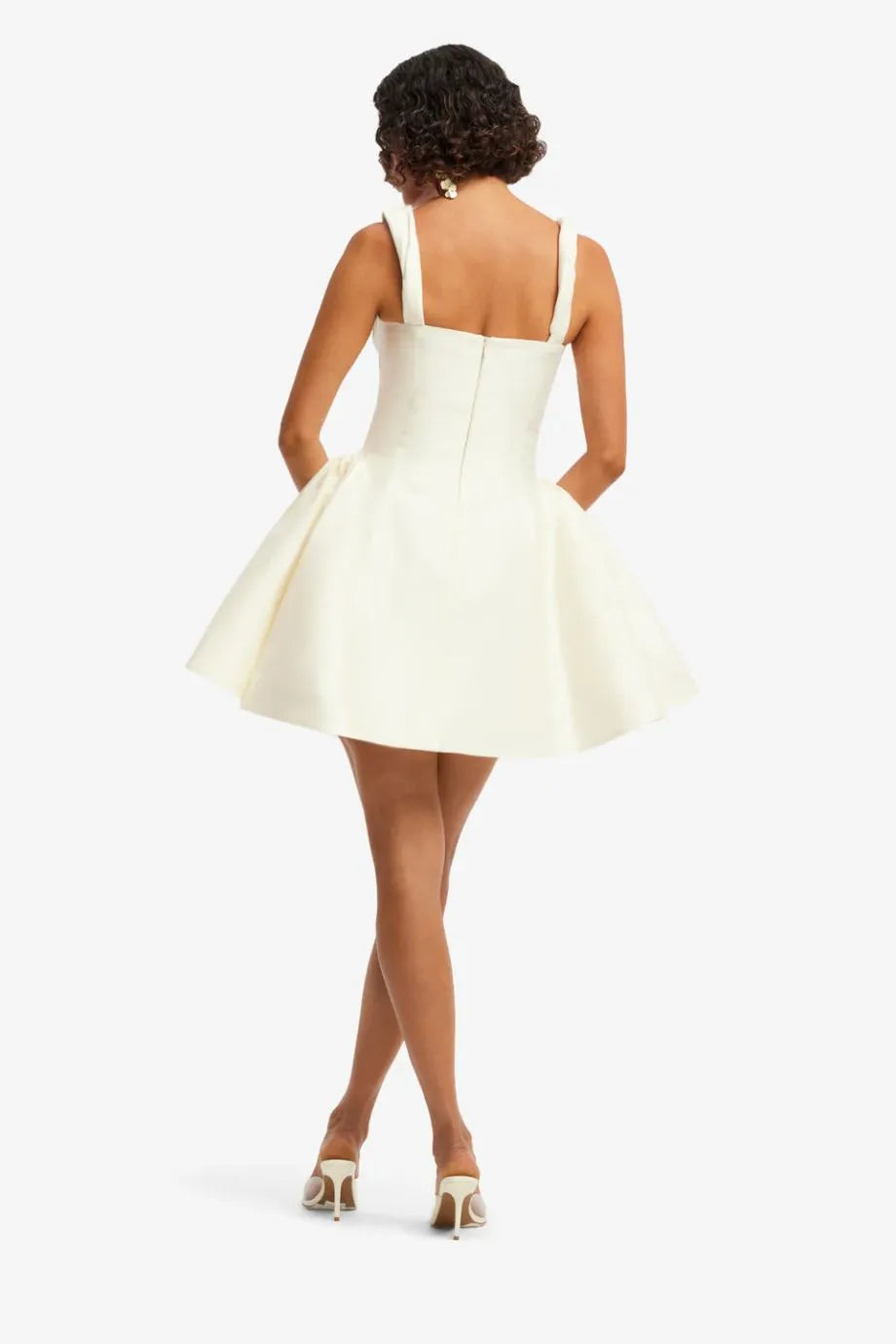Ariel Floral Embellished Sleeveless Silk Mini Dress in White