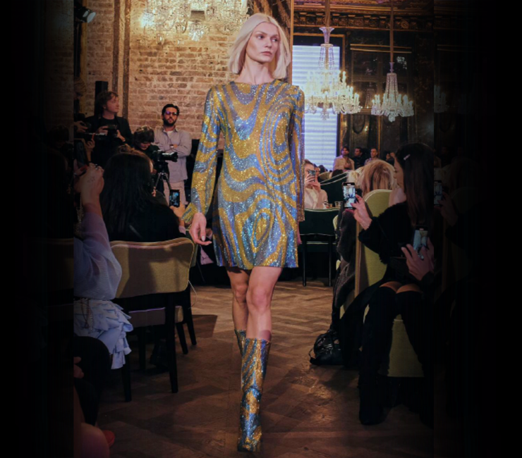 Celia Kritharioti Embellished dress and boots
