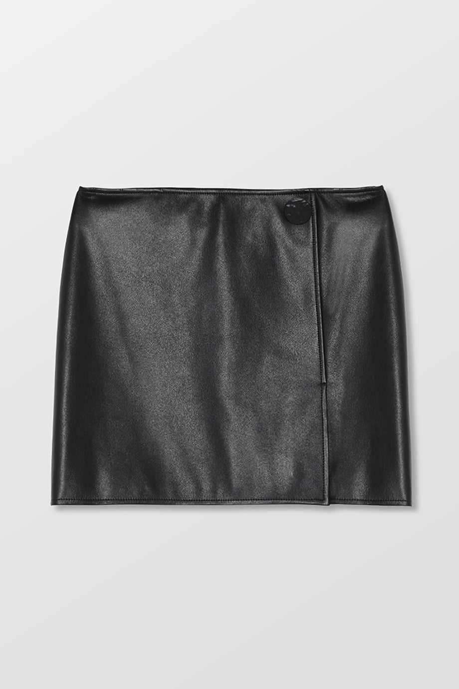 Faux Leather Button Skirt