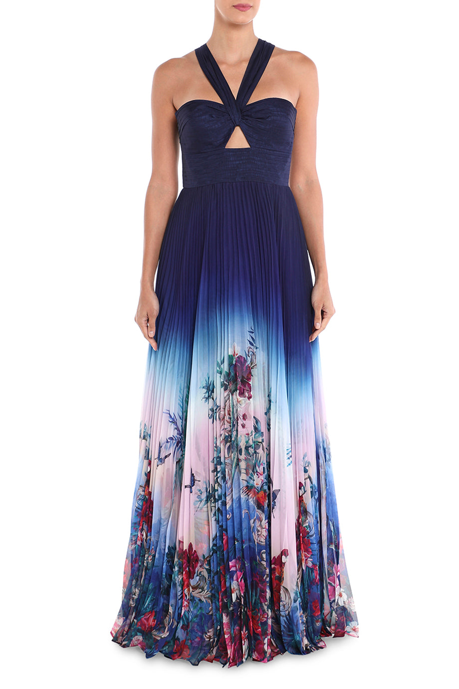Floral Ombre Halter Gown