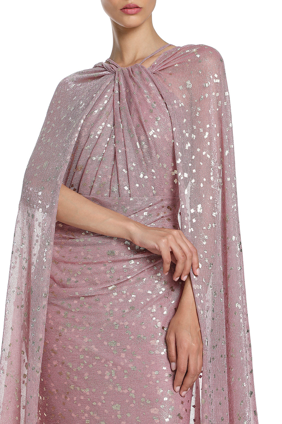 Speckle Evening Dress With Cape